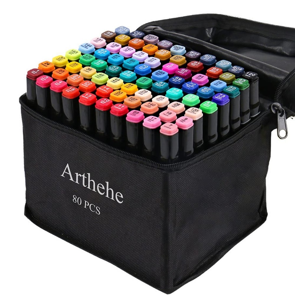 ARTHEHE 80-Color Permanent Art Marker Set for Kids and Adults