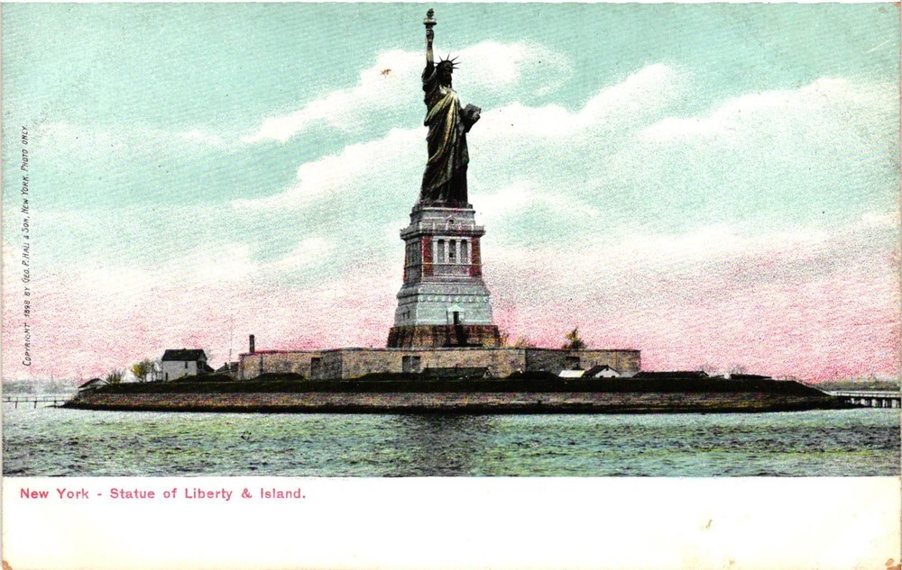 Vintage 1900s Statue of Liberty Postcard New York Island Early Era