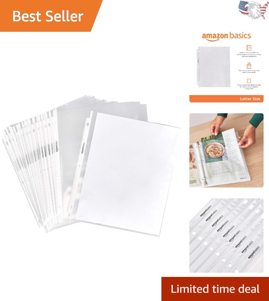 Acid-Free Clear Sheet Protectors for 3 Ring Binder - 500-Pack, Letter Size-image