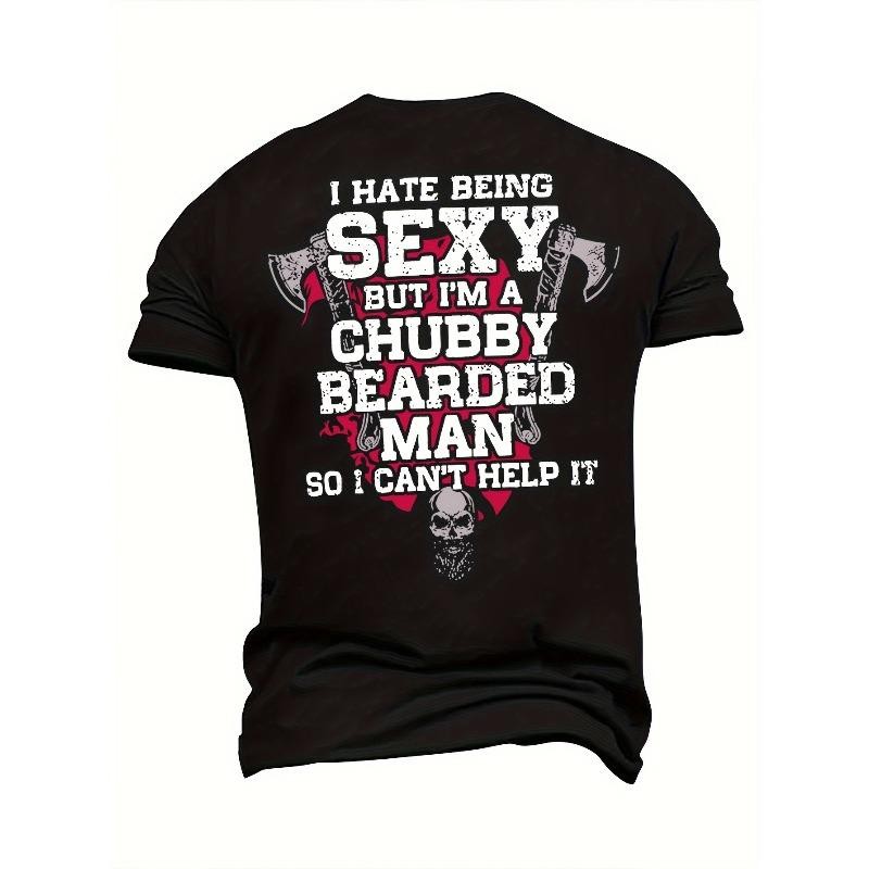 Plus Size Men's T-Shirt Hammer Skull Back Print Graphic Tee