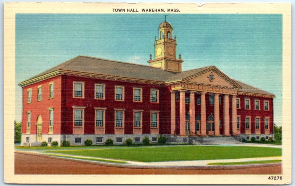Postcard - Town Hall - Wareham, Massachusetts