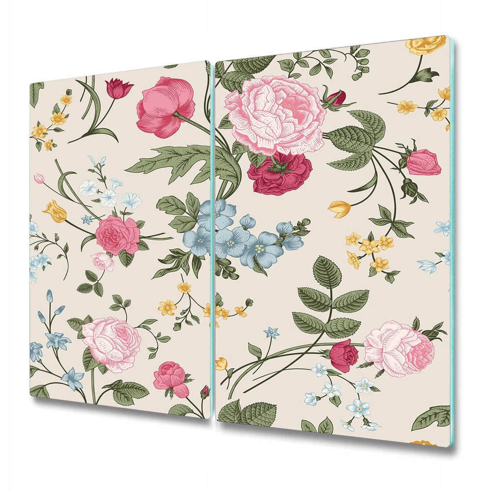 Glass Chopping Board Utensil Board Worktop Saver Colourful flowers pink 2x30x52