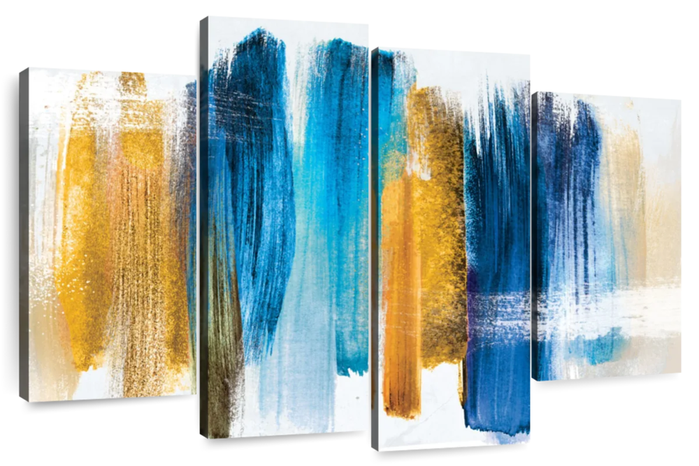 Blue And Gold Abstract Wall Art