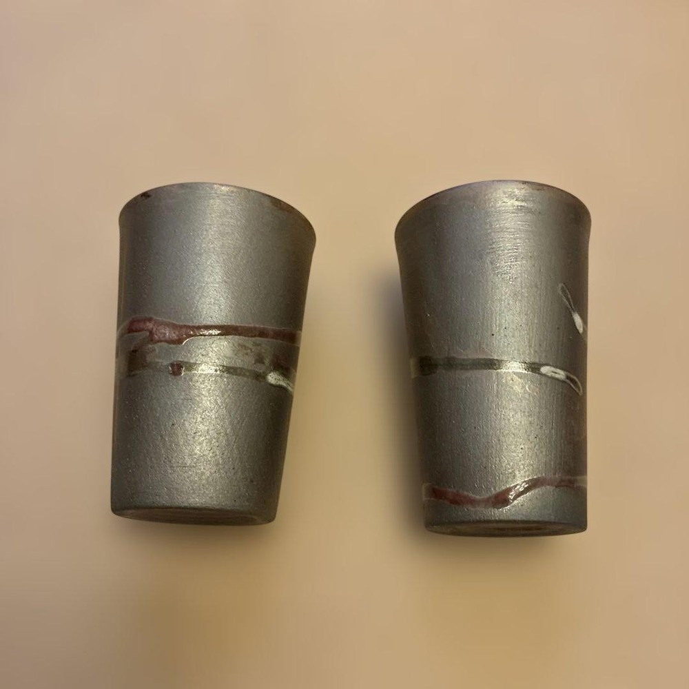 Bizen Ware Beer Cups Set of 2, Rustic Ceramic Tumbler, Handmade, 10cm