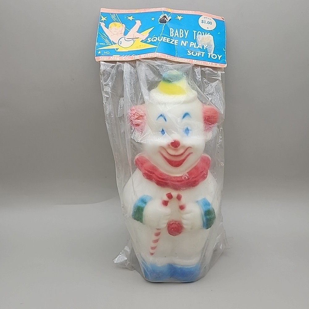 Star MFG 1963 Clown Rubber Squeeze Squeak Toy Rare Vtg SEALED RARE