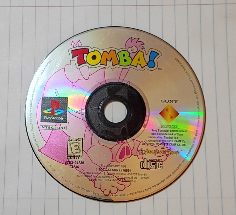 Tomba! PS1 PlayStation 1 Disc And Box Only Tested Works Vintage Originally Owned