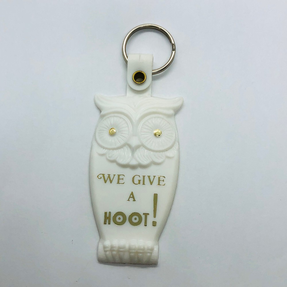 Vtg Bill Donham We Give a Hoot Owl Keychain Lima OH Commissioner Political Ad