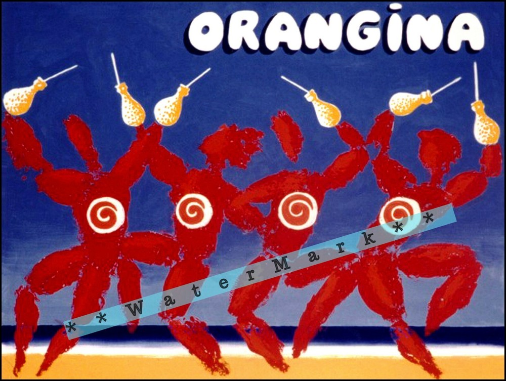 Orangina Dancing Vintage Poster Print Retro Syke Orange Drink Advertising Art