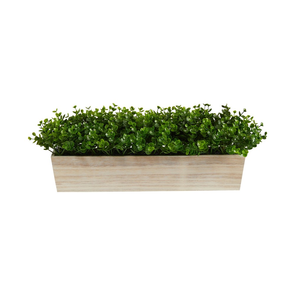 19-inch faux eucalyptus plant in cream and chocolate decorative planter