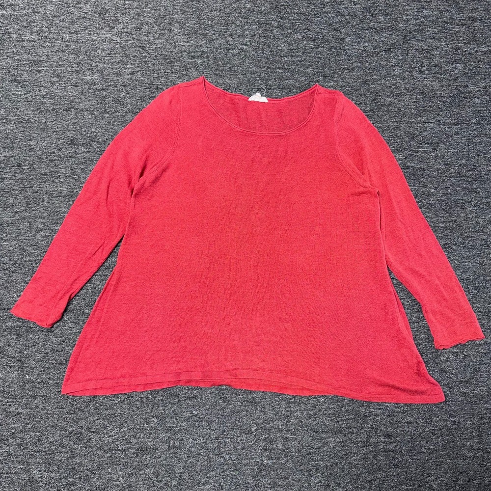 Eileen Fisher 100% Organic Linen Knit Tunic Shirt Top Sz XL Hot Pink