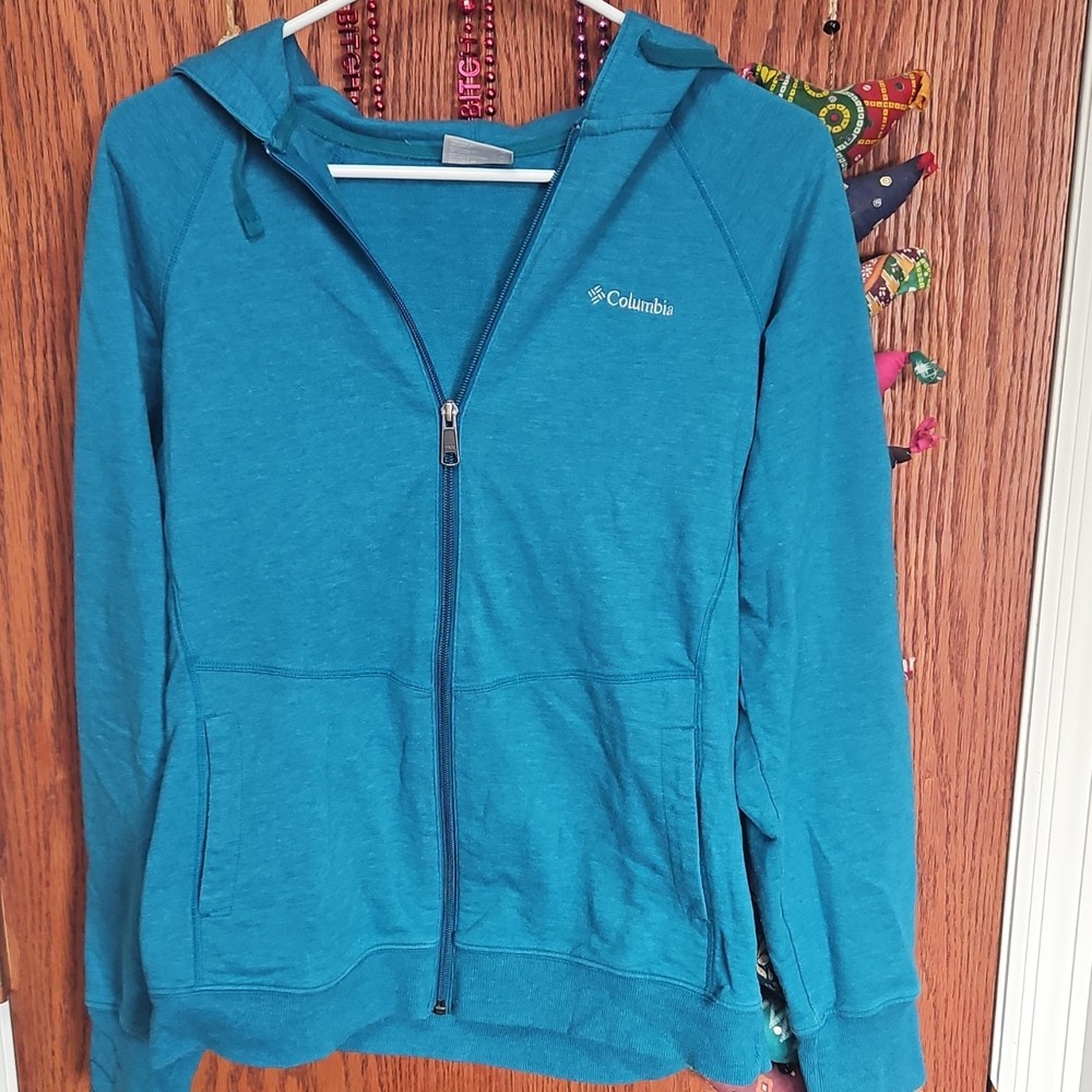 Columbia Women's Blue Full Zip Hoodie Size M Long Sleeve Hooded Pockets