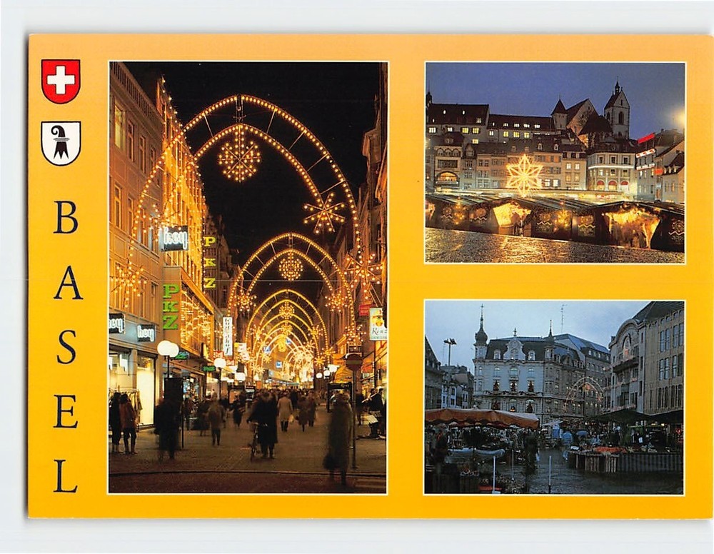 Postcard Weihnachtsbeleuchtung Basel Switzerland - Multiple View