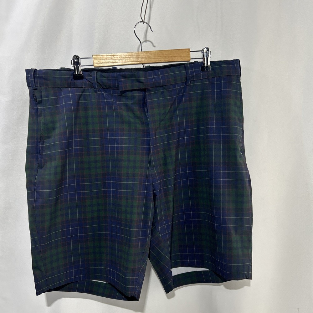 Ralph Lauren RLX Shorts Mens 40 Blue Green Tailored Fit Plaid Stretch Golf Chino