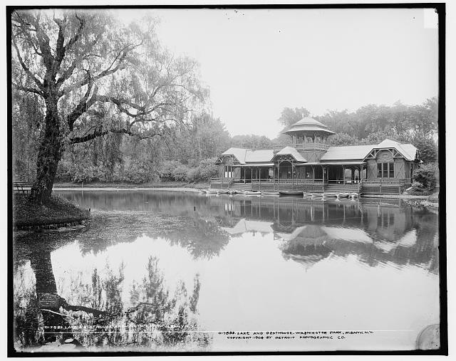 Photo:Lake and boathouse, Washington Park, Albany, N.Y.