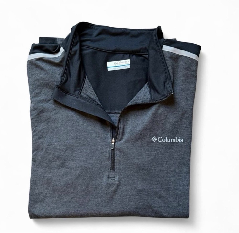 Columbia Quarter Zip Pullover Mens Large Gray Long Sleeve Athletic Top