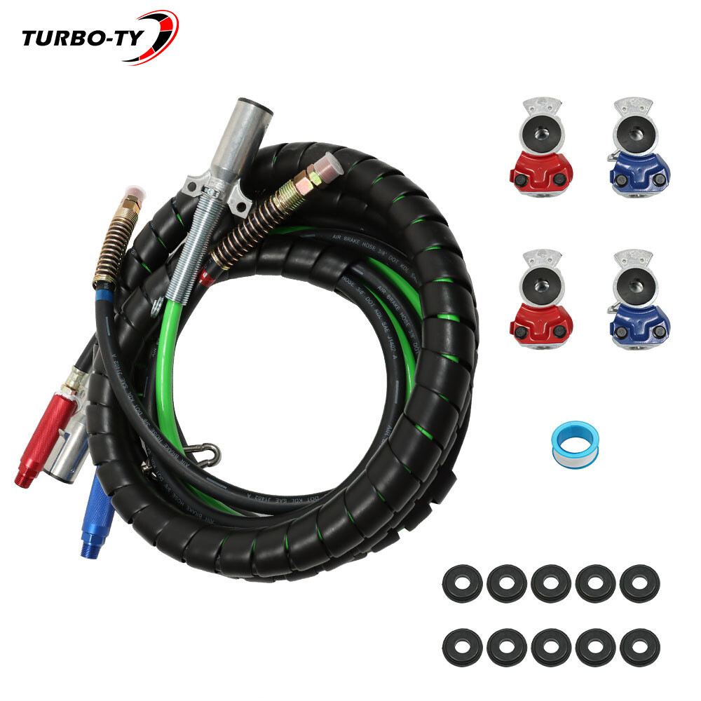 15ft 3-in-1 ABS & Rubber Air Line Kit for Semi Trucks – 7-Way Wiring-image