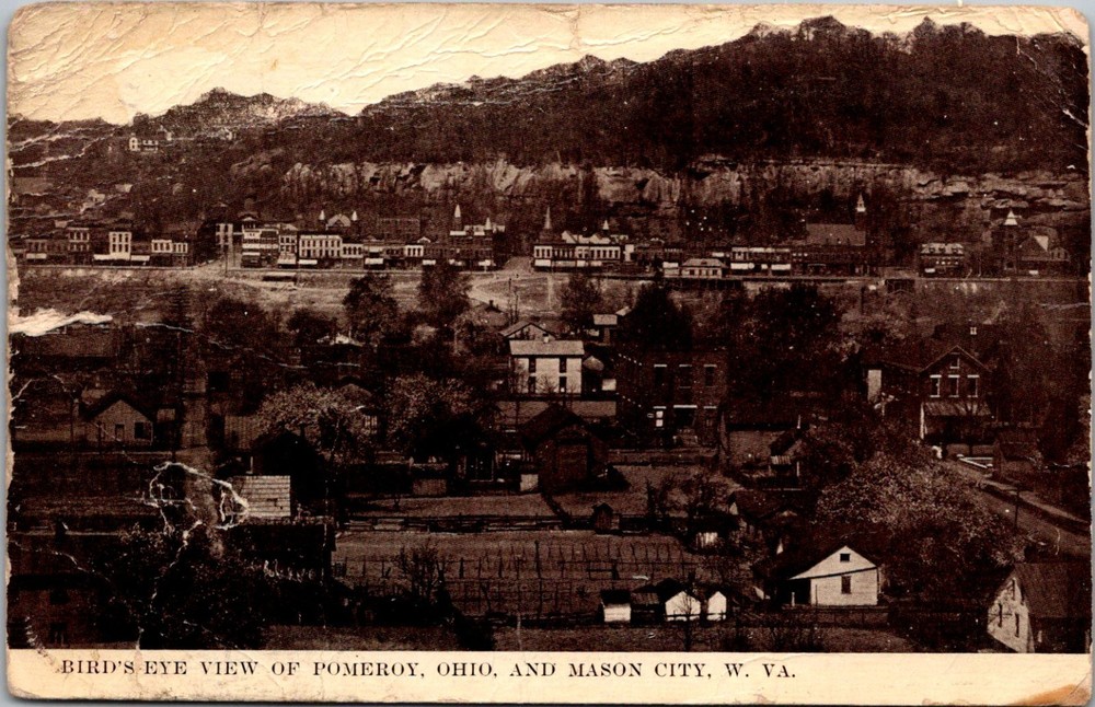View of Pomeroy OH and Mason City WV c1913 Vintage Postcard Z24