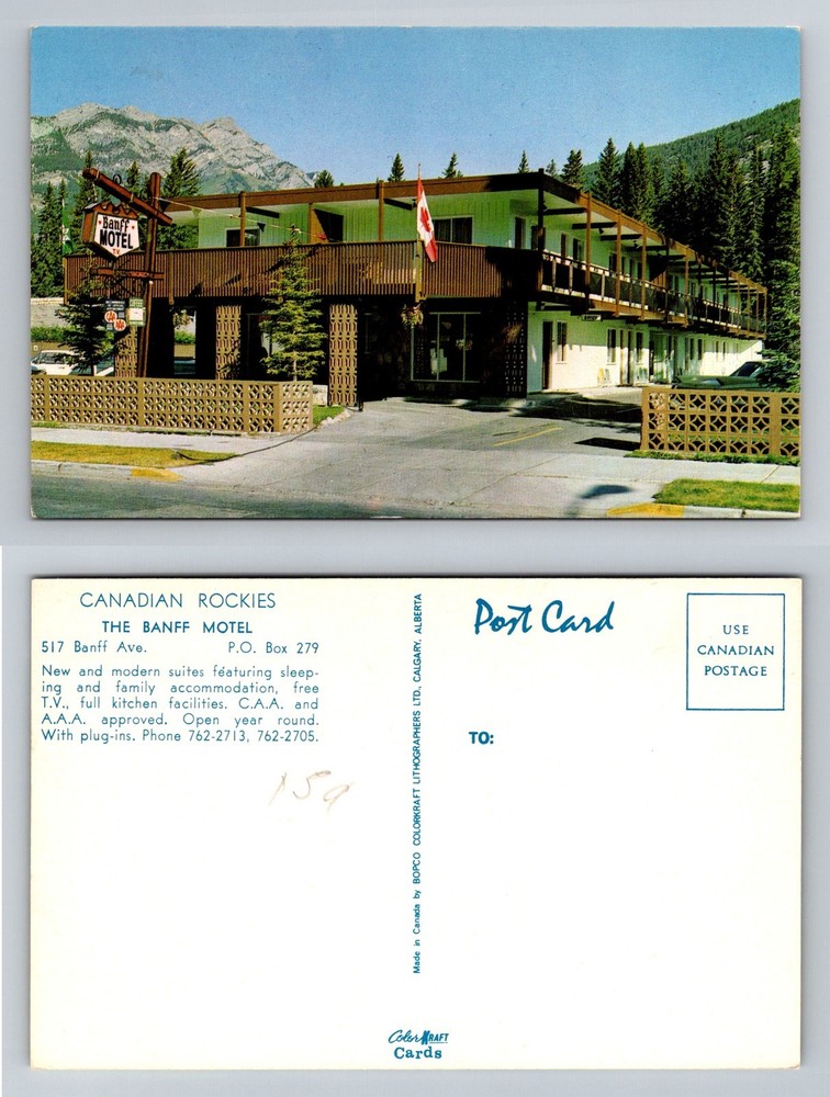 Banff, AB-Alberta, Banff Motel Mountain View Suites Vintage Postcard