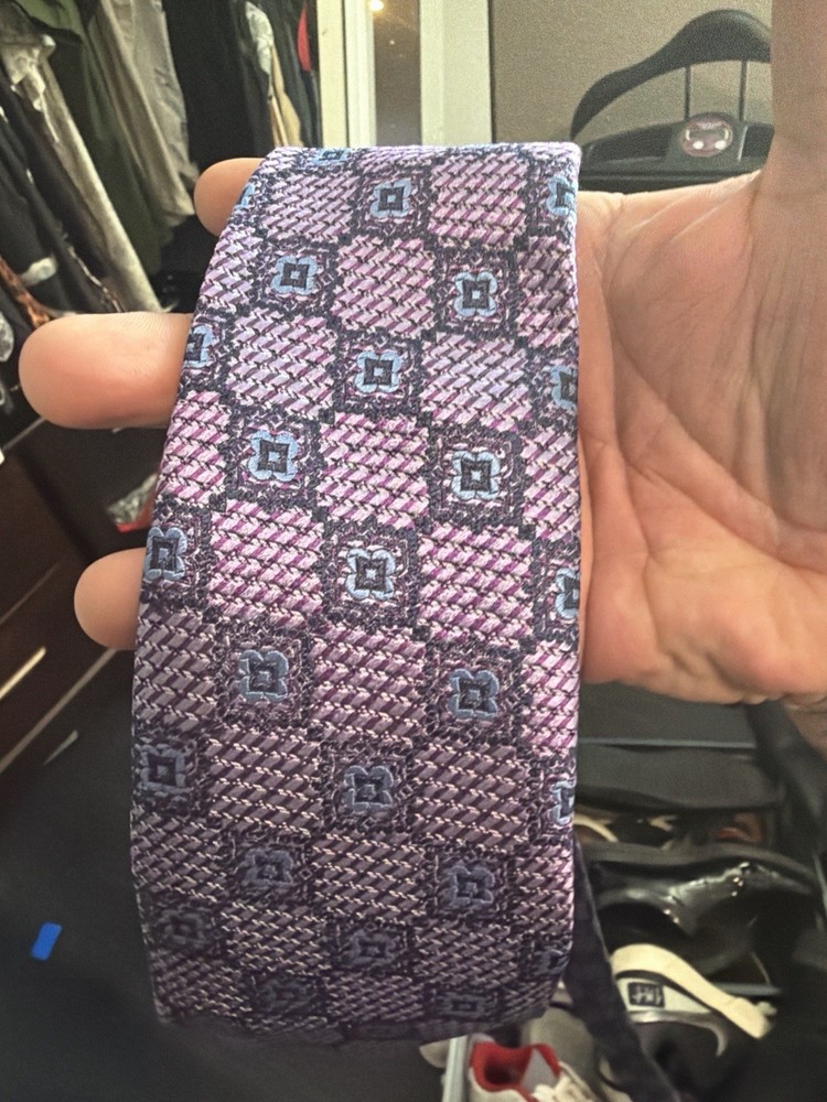 New Ermenegildo Zegna Medallion Silk Tie, Color Purple