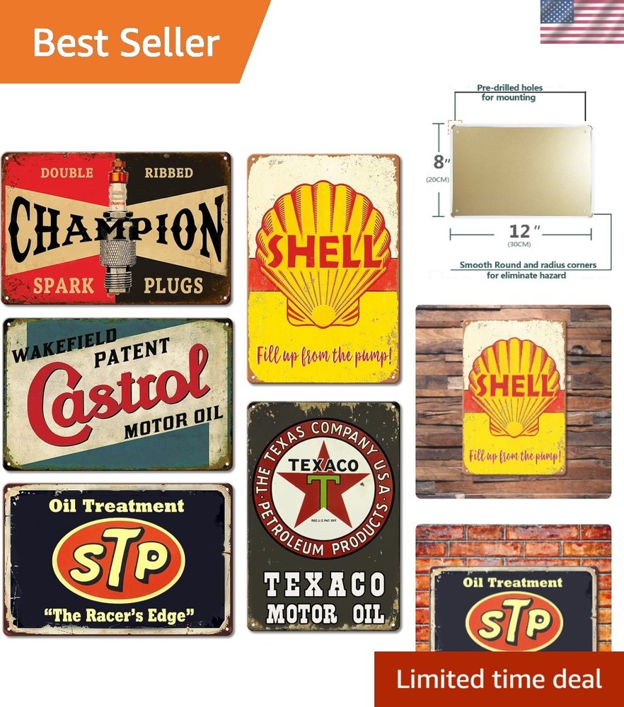 Vintage Metal Tin Signs Retro Garage Signs For Men Wall Decorations Old Car S...