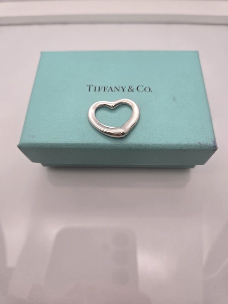 Tiffany Open Heart Pendant Charm Sterling Silver 925
