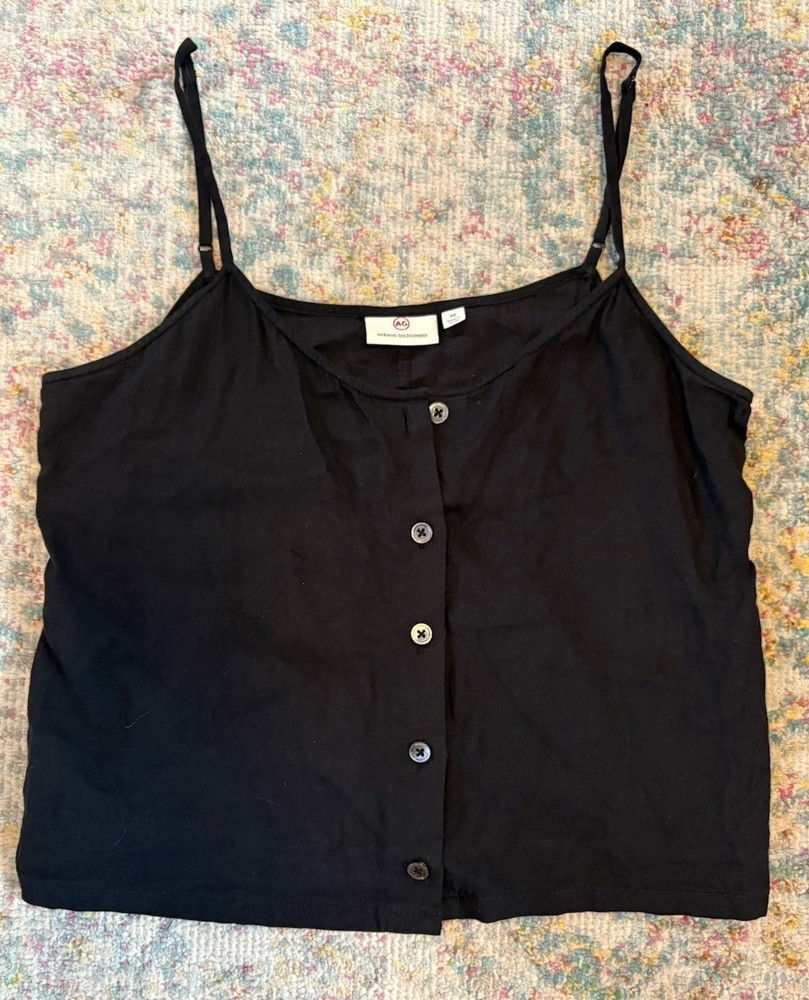 Adriano Goldschmied Women's Solid Black XS Adjustable Cropped Tank Top Blouse