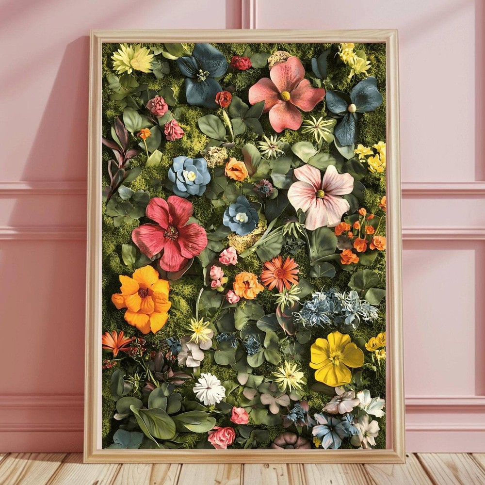 Colorful Floral Moss Wall Art Print Green Moss Botanical Prints Nature Moss