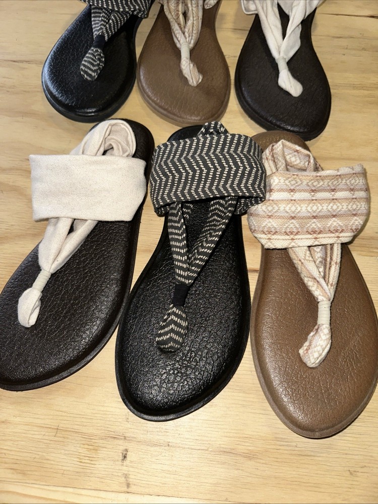 Sanuk Yoga Sling Sandals Women’s Size 10 Lot Of 3 Mix Color And Patern