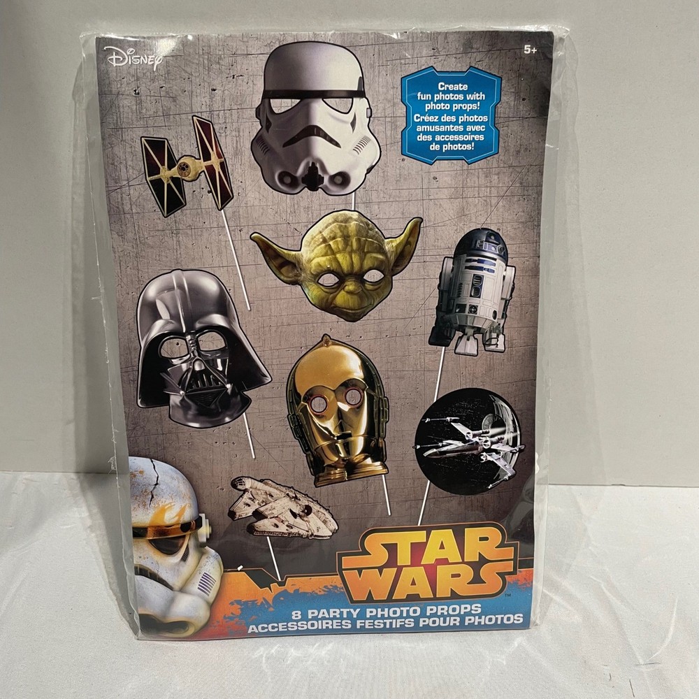 Star Wars 8 Piece Party Photo Booth Props Darth Vader Yoda Disney Unique 66479