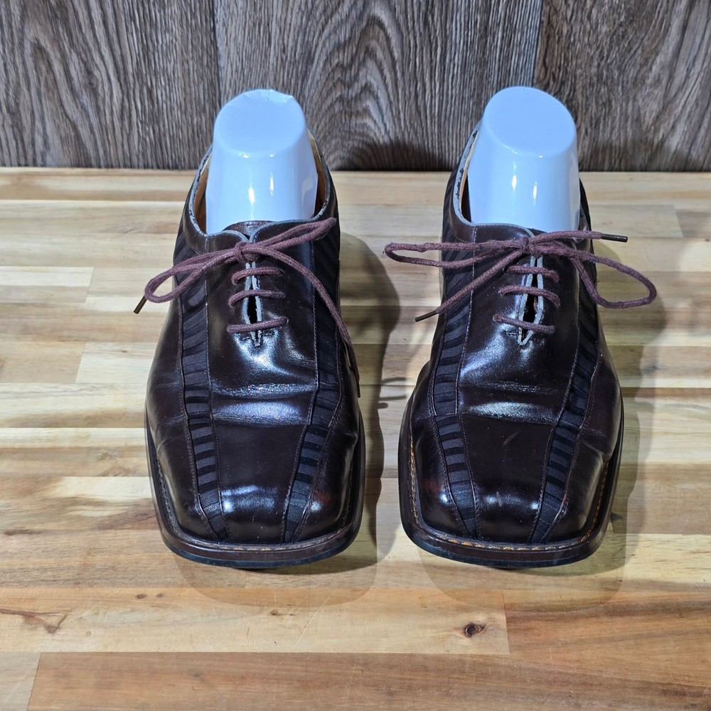 Zota Men's 9.5 Brown Leather Square Toe Oxford Lace Up Dress Shoes Formal Wear