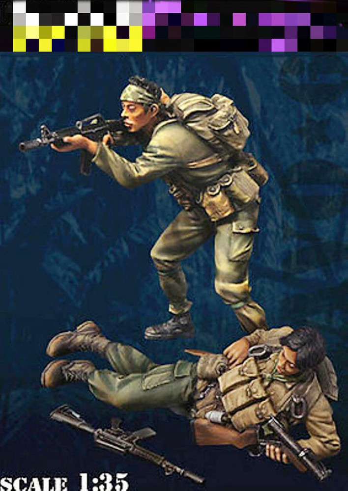 1/35 resin figure model Vietnam War 2 US soldier in battle unassembled unpainted