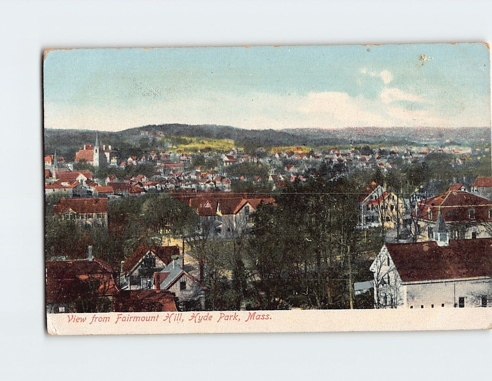 Postcard View from Fairmount Hill Hyde Park Massachusetts USA North America