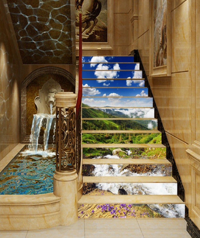 3D Landscape River AZ783 Stair Risers Decoration Mural Vinyl Wallpaper Kay