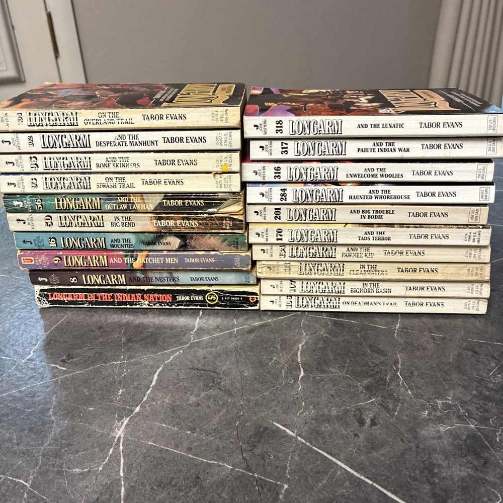 Lot Of 20 Longarm Western Paperback Books By Tabor Evans Assorted Titles & Numbe