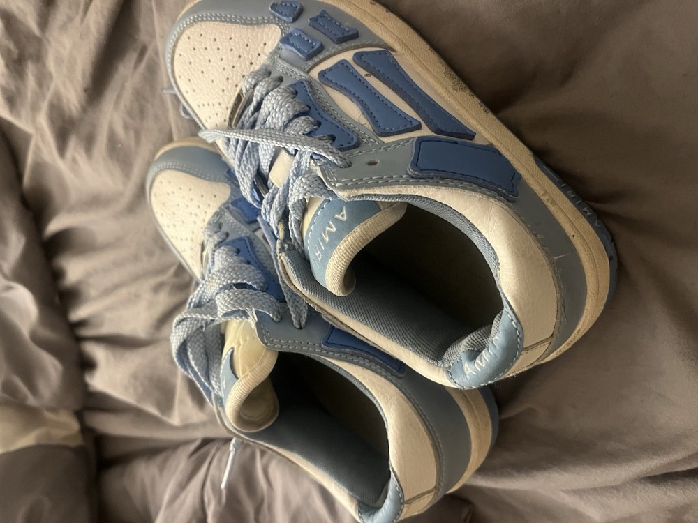 blue and white skeleton top sneakers Amiri shoes