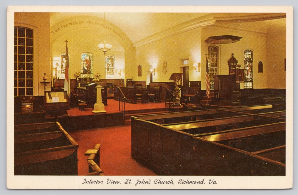 St. John's Episcopal Church Richmond VA Interior Curteichcolor Postcard