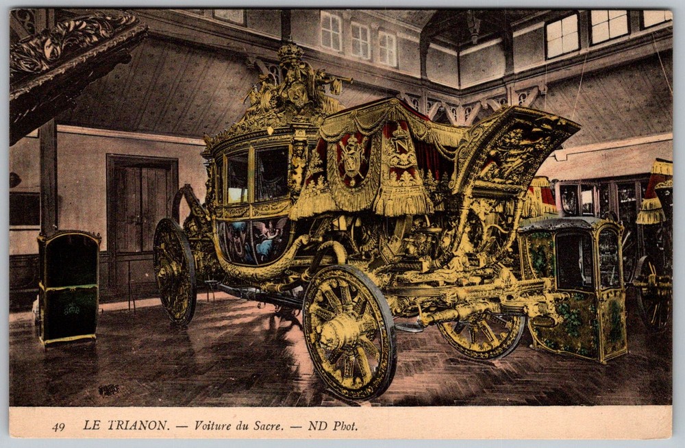 Antique Postcard Trianon Coronation Carriage Versailles, Fr 1910s