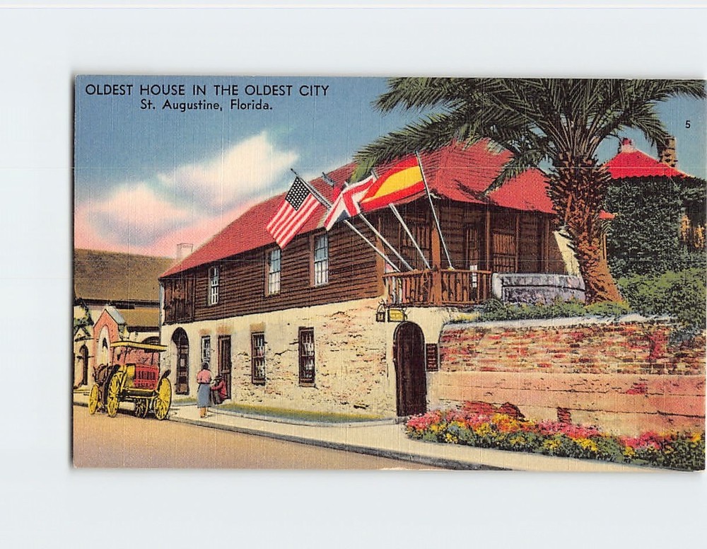 Postcard Oldest House St. Augustine Florida USA