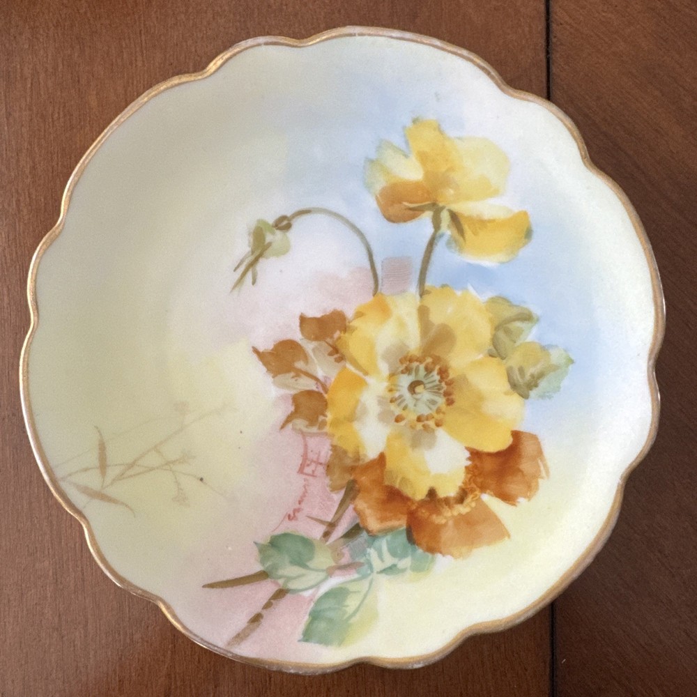 Pickard Porcelain Hand Painted Flowers Plate 6”Signed