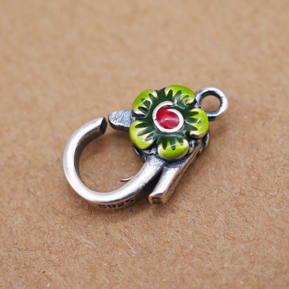 Boho Bali Sterling Silver Flower Lobster Claw Clasp A5138