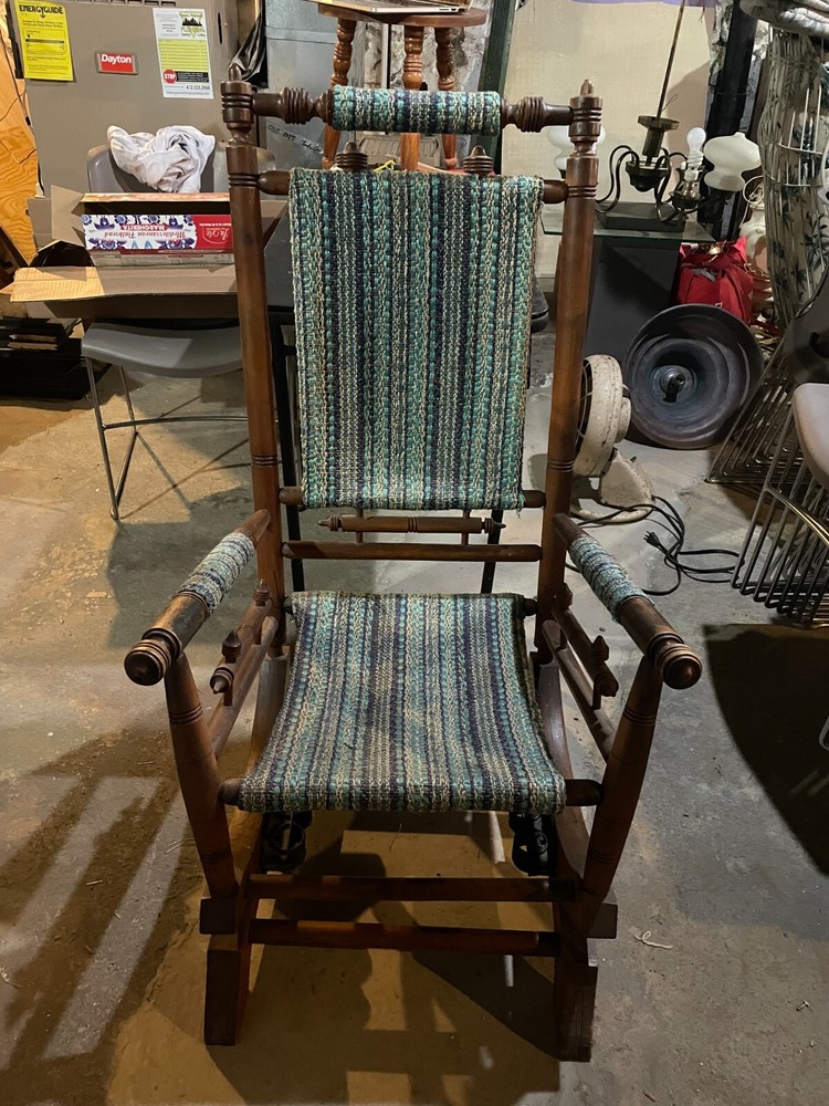 Vintage/Antique Victorian Rocking Chair Wood - New Upholstery