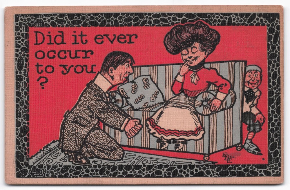 Did it ever occur to you Comic Postcard Flirtatious Couple Victorian Era