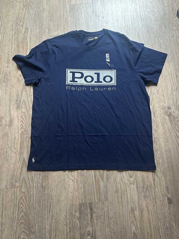 Polo Ralph Lauren 2XB Tall Big Logo Basic Cotton Tee Tshirt Blue NWOT