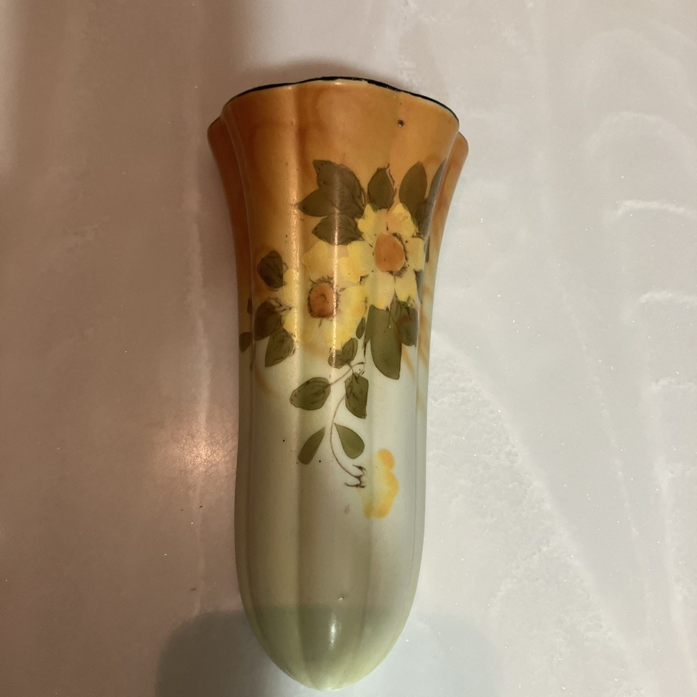 Trico Wall Pocket  Floral Vase Hand Painted Vintage Nagoya Japan
