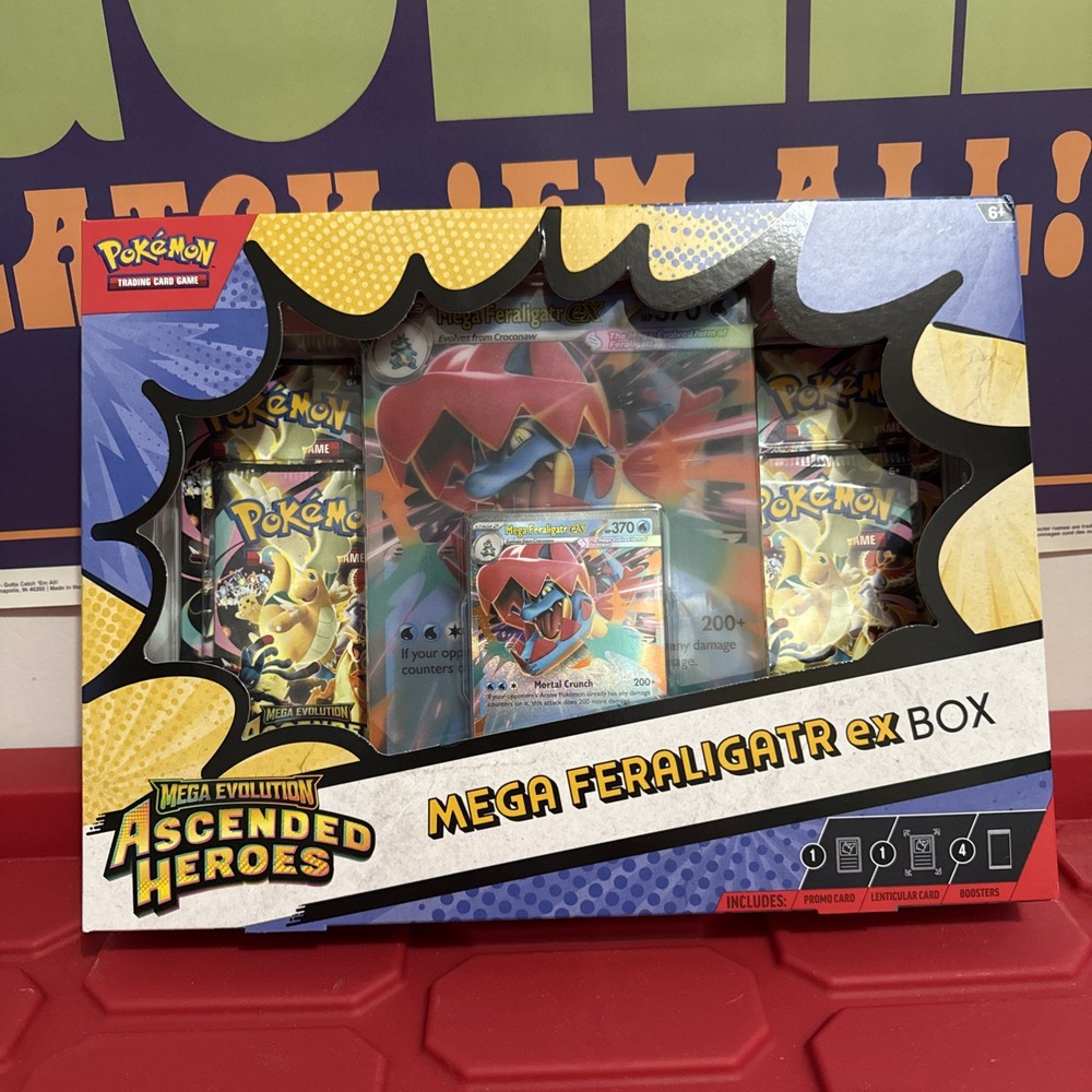 Pokemon TCG Ascended Heroes Mega Feraligatr Ex Box - Factory Sealed New!