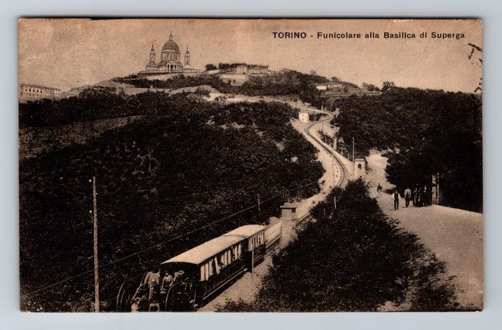 Italy- Torino Funicular To The Basillica Of Superga Old Postal Vintage Postcard