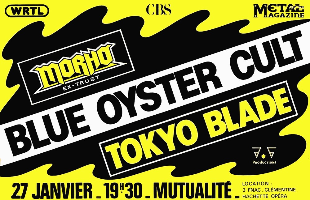 Vintage 1986 Blue Oyster Cult Paris Concert Poster 11x17 Framed Wall Art