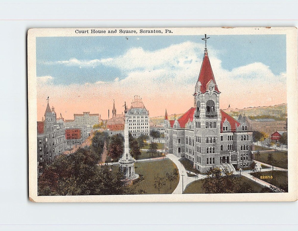 Postcard Court House And Square Scranton Pennsylvania USA