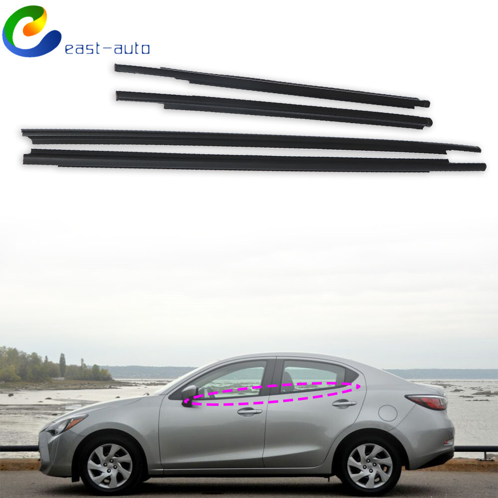Window Weatherstrip Seal Belts Kit For 07-16 Yaris Sedan 4PCS Outside Waterproof