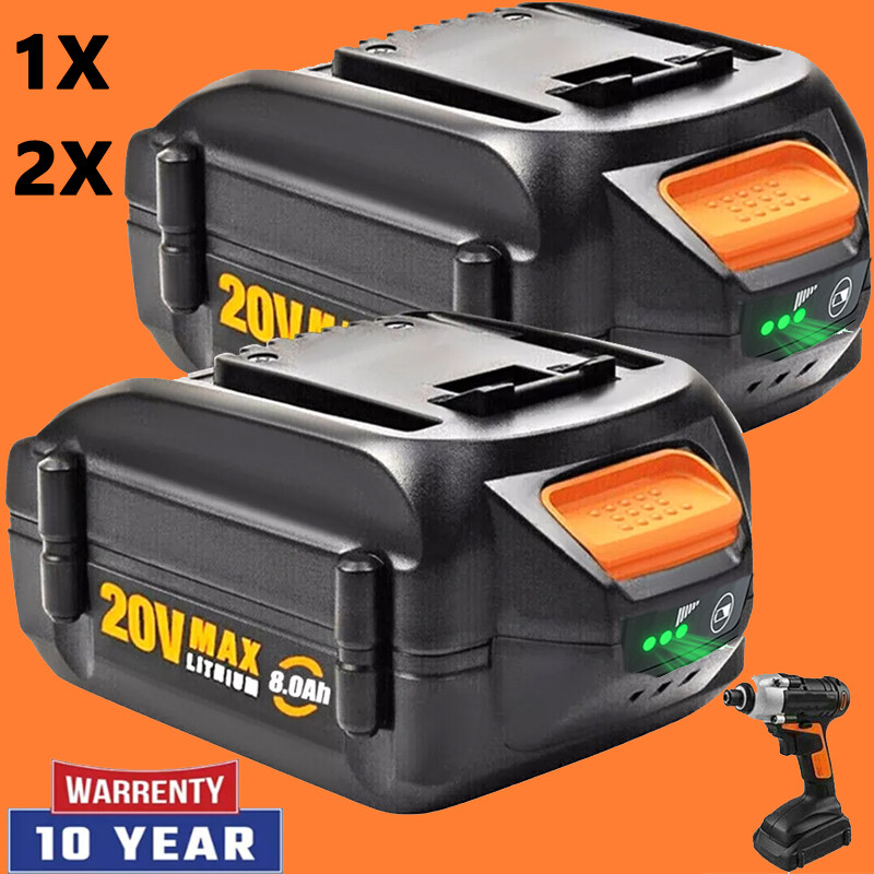 2X Worx 20V 8.0Ah Lithium Battery for WA3520 WA3525 WG151s WG155s Power Tools  